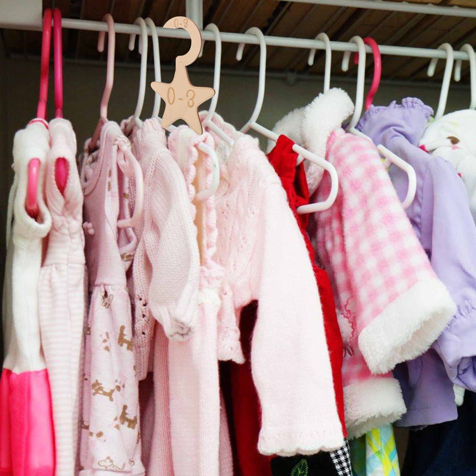 Baby Clothing Organizer - 7-delige babykleding kastverdeler van hout, maatverdeler