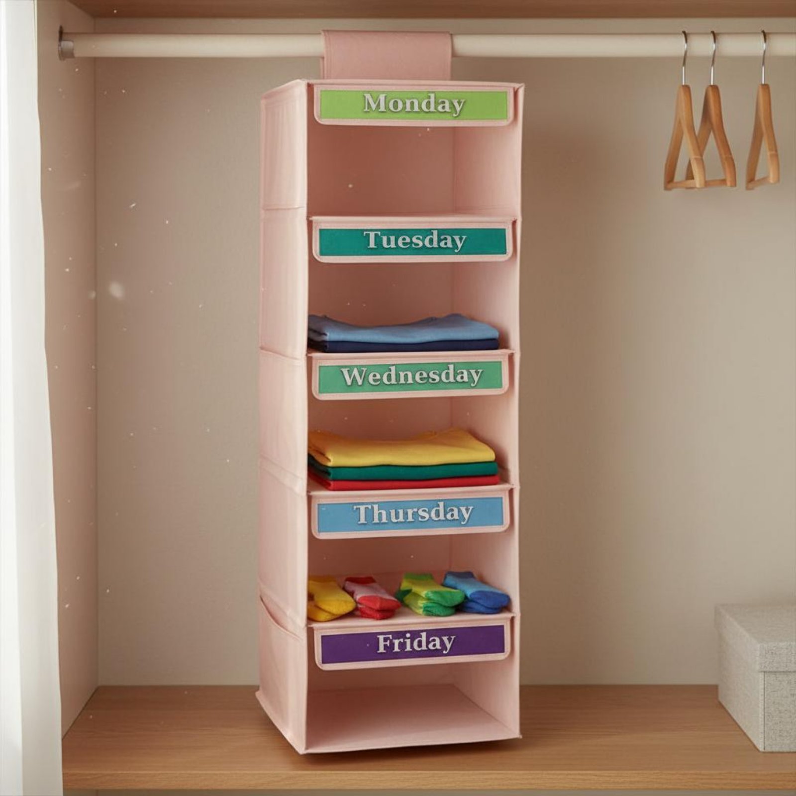 Baby Clothing Organizer - 7-laags hangende opbergzak, wekelijkse kledingorganizer, ruimtebesparend,